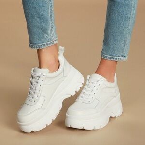 Steve Madden Hansel Sneakers - White Platform Leather Sneakers